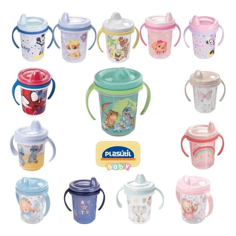 Copo Caneca Bico Trio Com Alça e Tampa Removível 330ml – ORIGINAL Plasútil | BPA Free