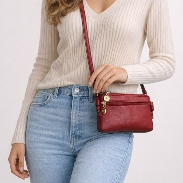 Carteira Feminina de Mão em Couro Premium com Alça Grande de Ombro e Zíper Reforçado Carteira para Celular - Original