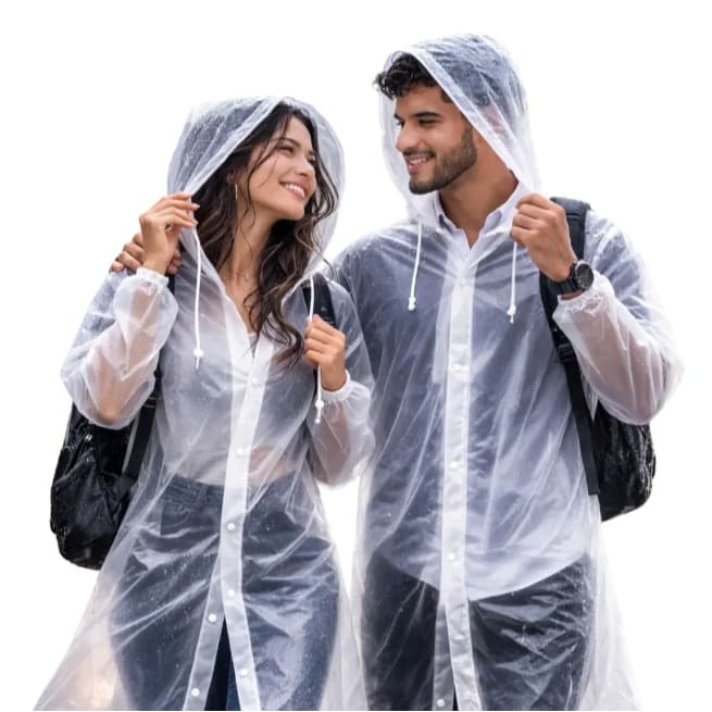 Kit 2 Capas De Chuva Adulto Impermeável Com Capuz Unissex Reutilizável Reforçada Pesca Camping