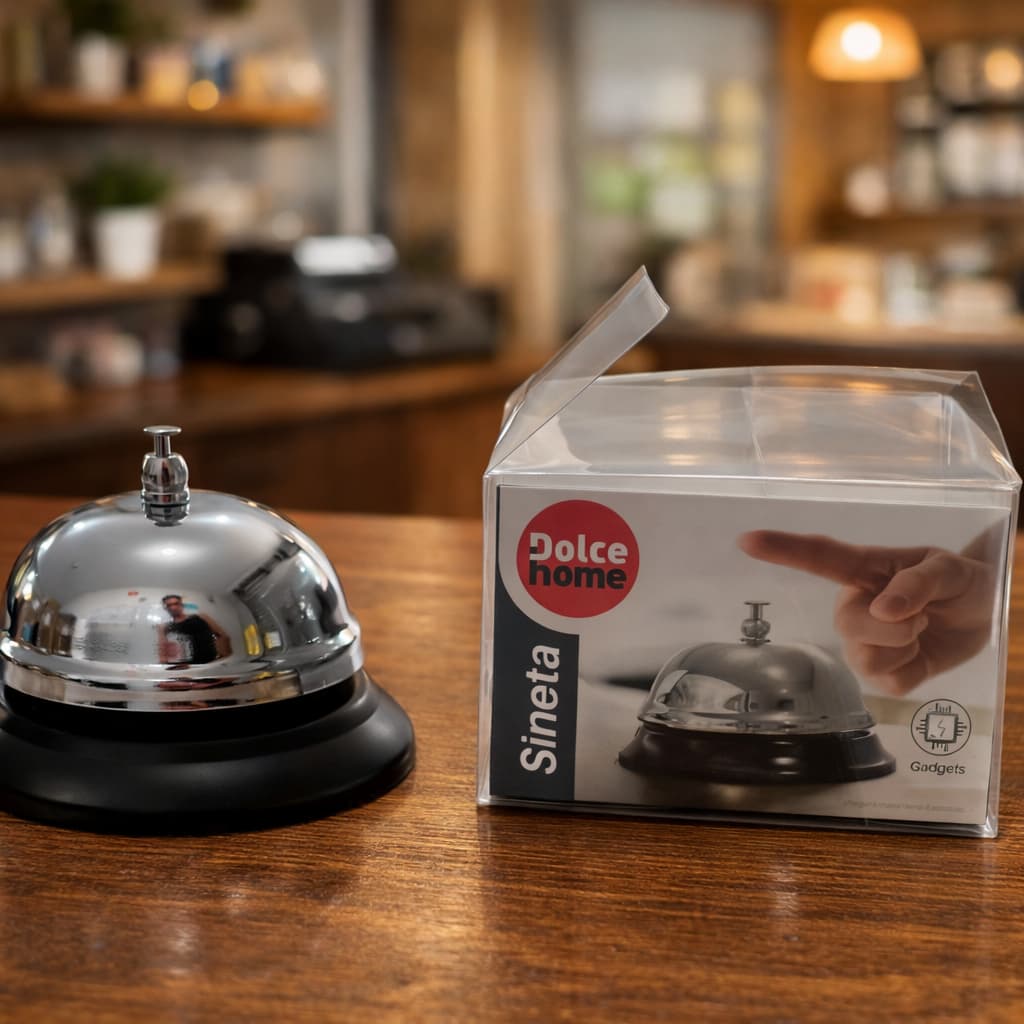 Campainha Sino de Mesa 8,5x5,5cm para Balcão Recepção Restaurante Loja Hotel Bar