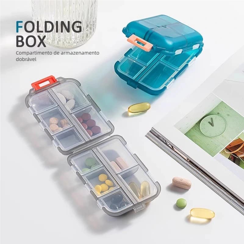 Mini Caixa De Comprimidos – Recipiente Dobrável, Ideal para Casa e Viagem!