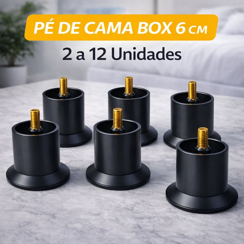 Pé para Cama Box 6cm Reforçados | Cama Firme, Estável e Sem Balançar