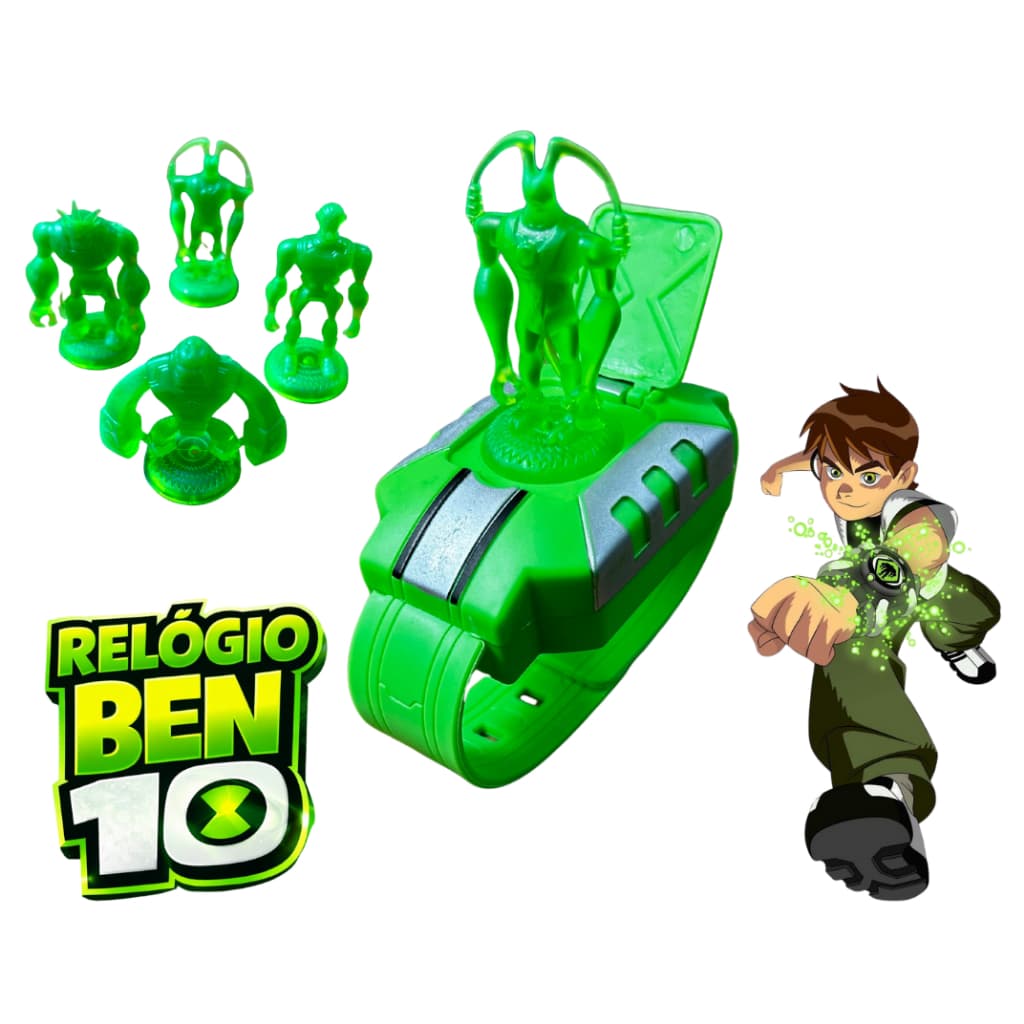 Relógio Ben 10 Infantil com Luz e Som com Bonecos Aliens Omnitrix