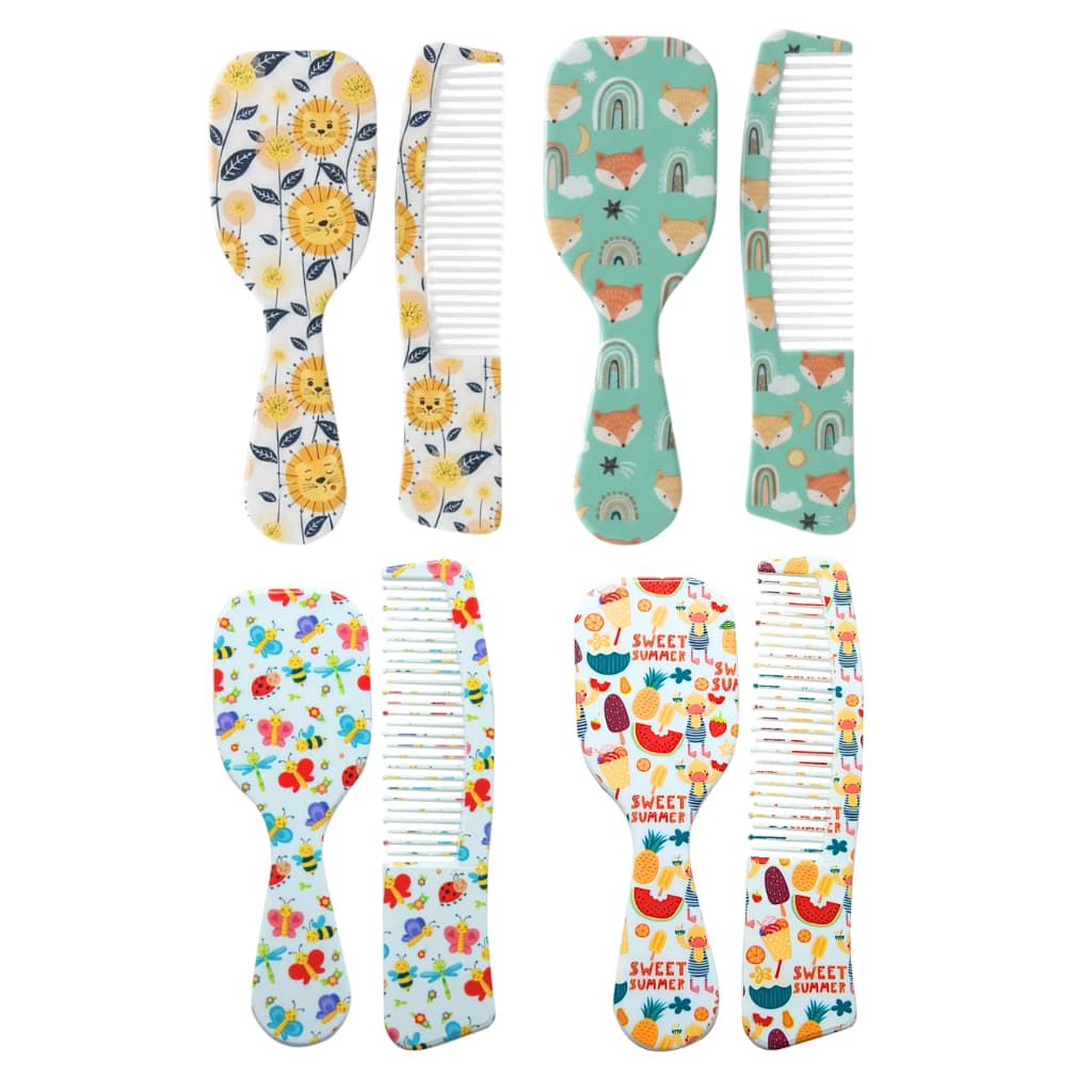 Kit Infantil Bebê 1 Escova E 1 Pente Cabelo Baby Zoo Marco Boni Cerdas Macias