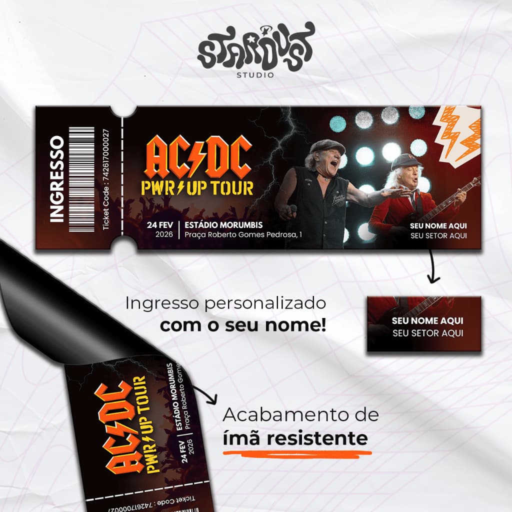 Ingresso Magnético Personalizado AC/DC Power Up Tour - Brasil, 2026