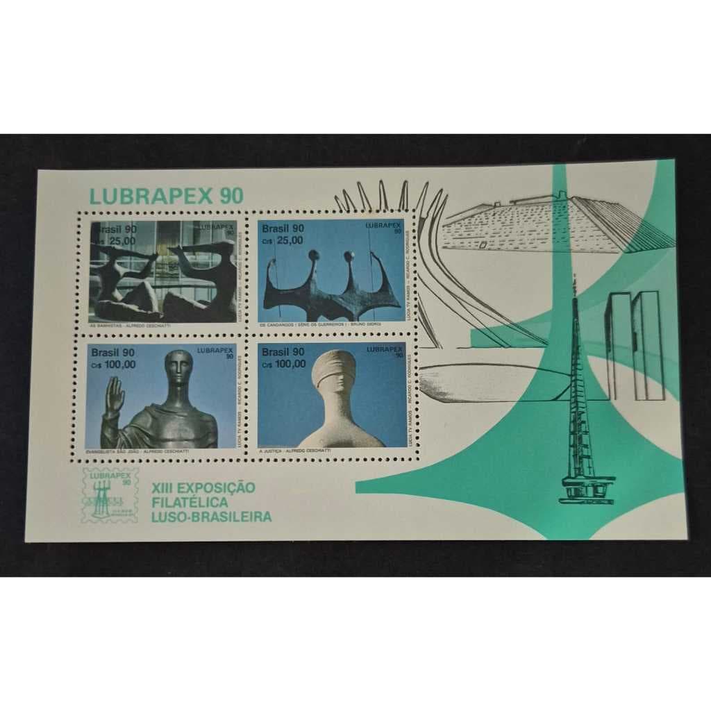 B-87 Bloco Selos dos correios - Lubrapex 90 - Esculturas Brasilia. Filatelia