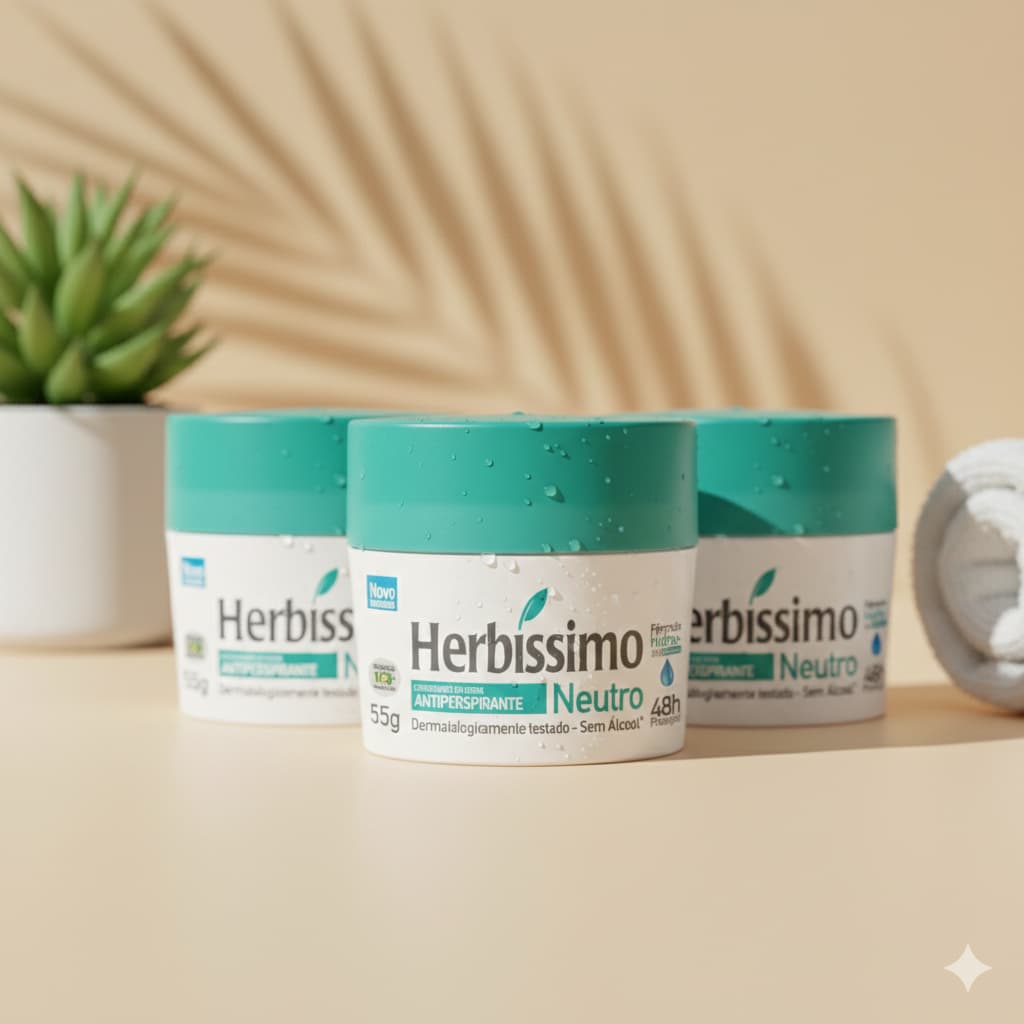 Kit Desodorante Em Creme Antitranspirante Herbíssimo Neutro 55g (3 unidades)