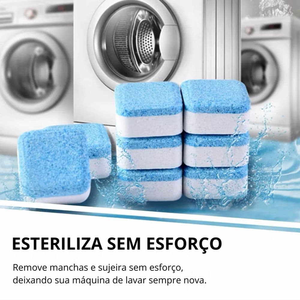 Kit Limpador Pastilha de máquina de lavar roupa, comprimido efervescente sólido para remover manchas 1 ou 3 unidades