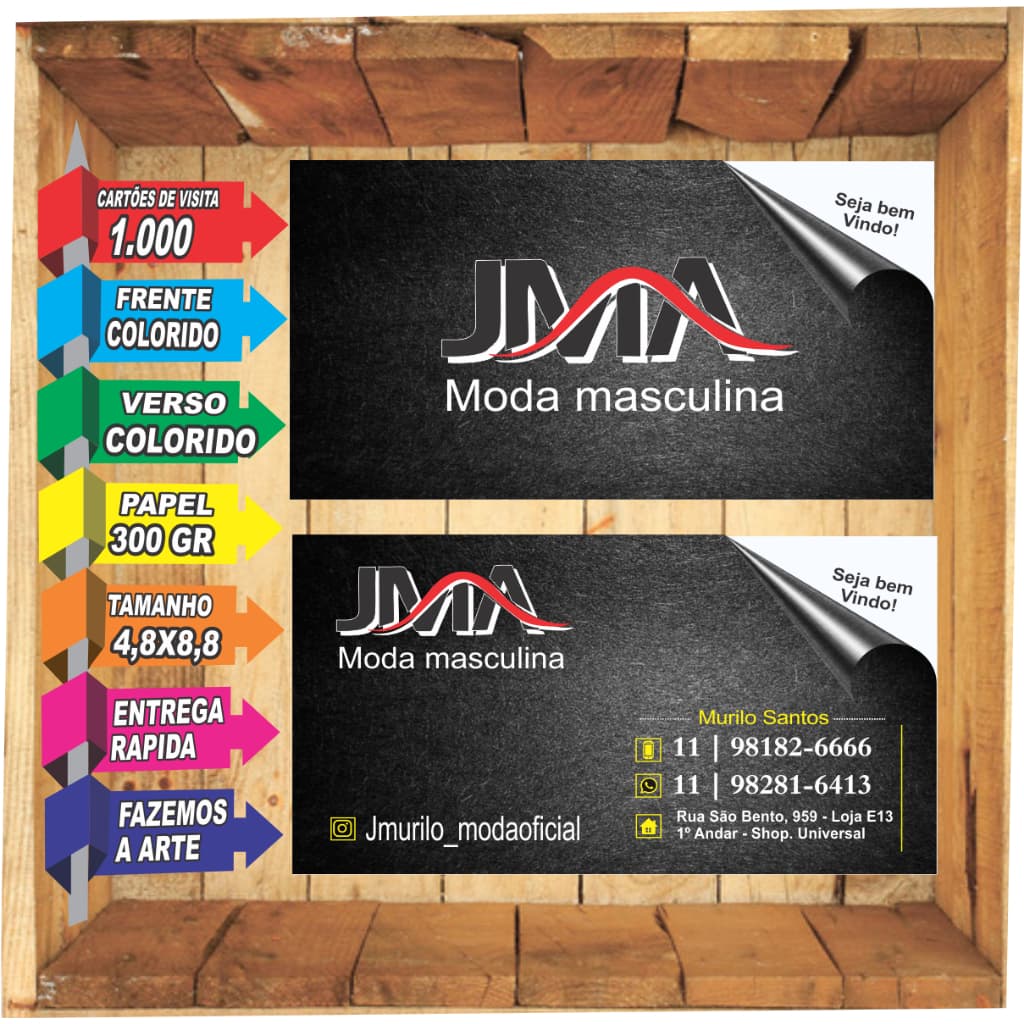 1.000 Cartão de Visita 300gr frente e verso verniz total personalizado