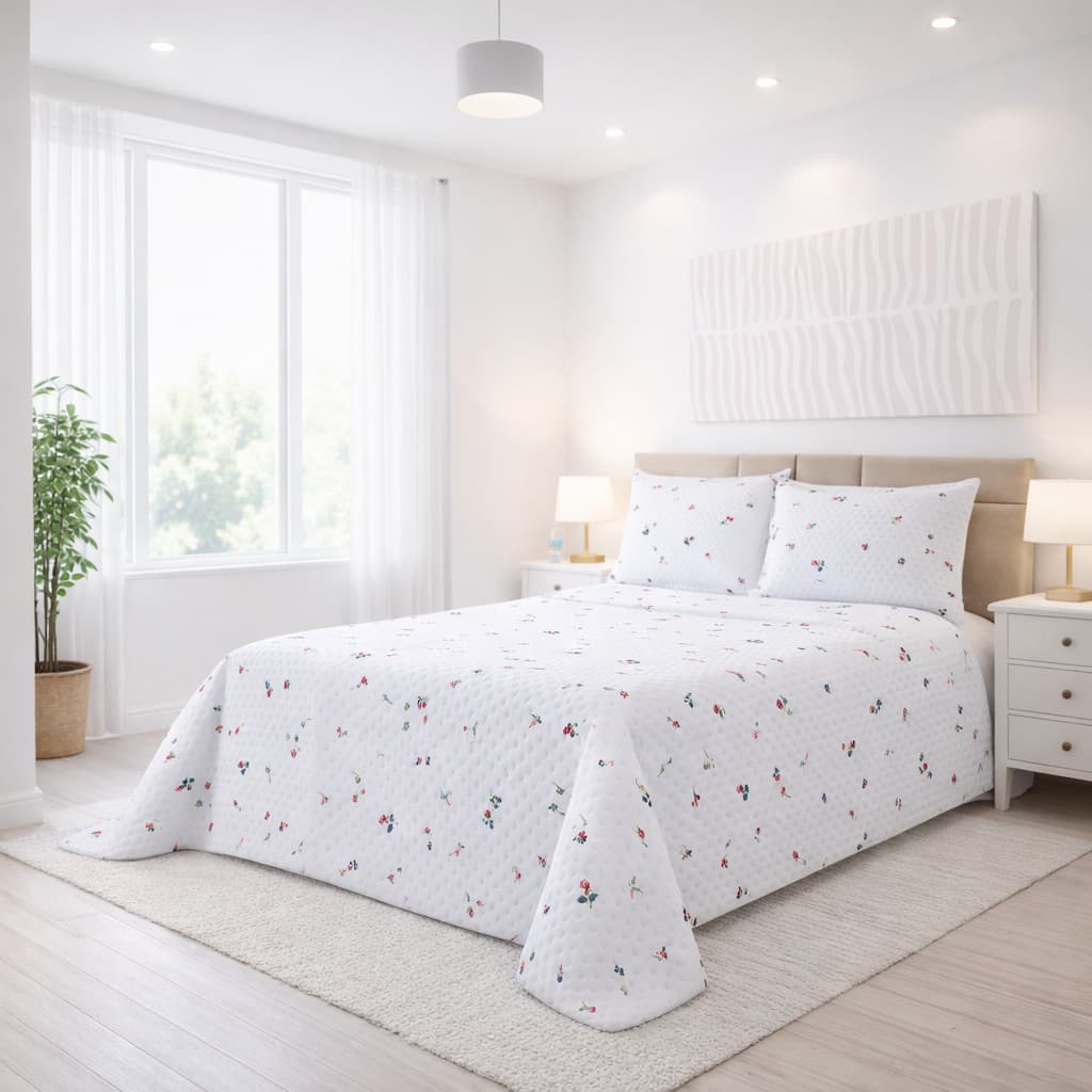 Cobre Leito Piquet Promoção Casal Queen l King + 2 Capa deTravesseiros 70x50cm