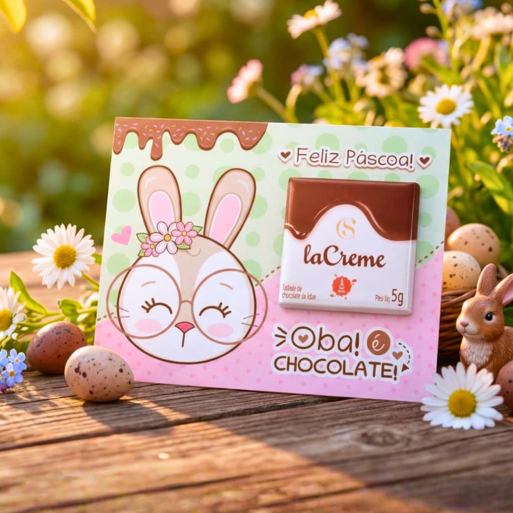 Cartões Feliz Páscoa para Tablete Chocolate 5g