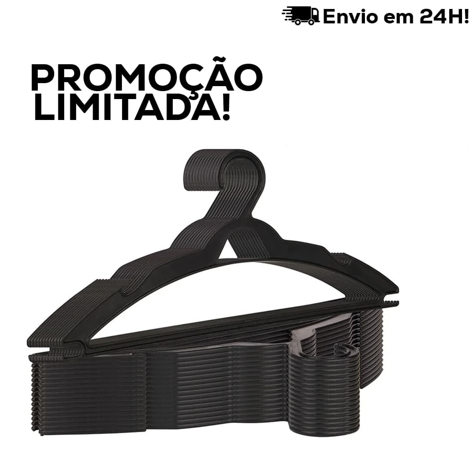 Cabide Adulto Preto Kit Cabides Reforçados Organizar Roupas Envio Imediato!