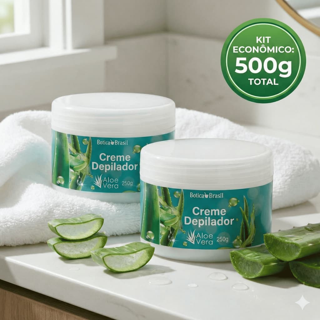 Kit 2 Creme Depilatório Corporal 250g Sem Dor com Aloe Vera Pernas, Virilha, Axilas e Tórax