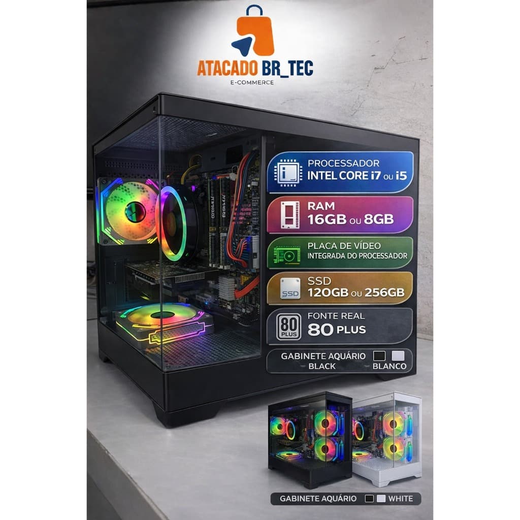 COMPUTADOR GAMER  I7 OU I5 COM PLACA DE VIDEO + WI-FI + SSD + Fonte Real 500w MONTADO E PRONTO PRA USO
