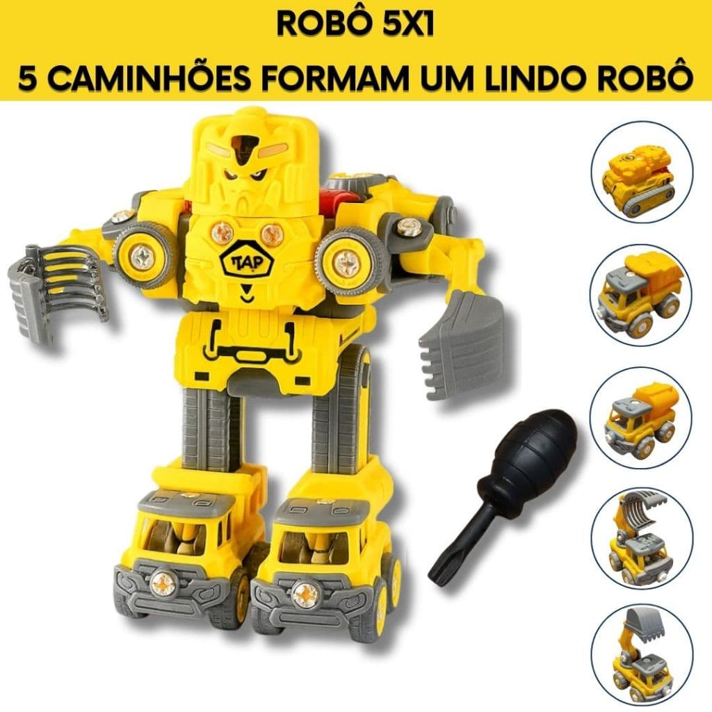 Robô Caminhão 5 em 1 – Brinquedo Monta e Desmonta Educativo
