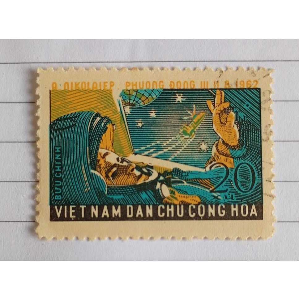 Selo da República Democrática do Vietnã – Andrian Nikolayev / Vostok 3 (1962) – 20 Xu