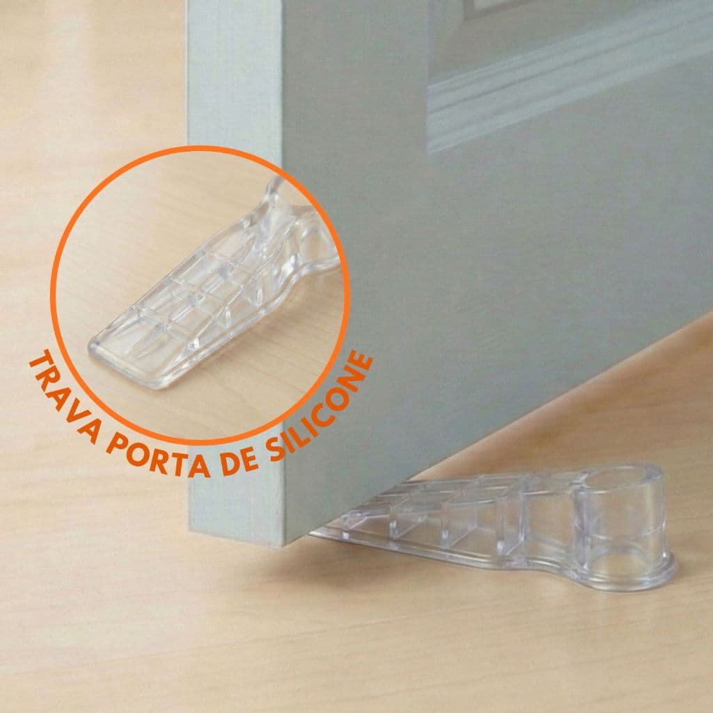 Aparador Peso De Porta Calço Silicone Trava Segura Prendedor Fixador Cunha Transparente Antivento Protetor Batente