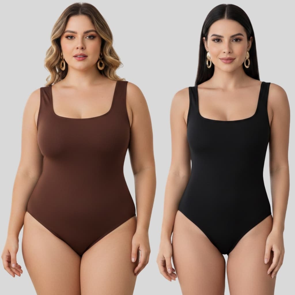 Body Regata Decote Quadrado Suplex P ao G1 Plus Size Conforto Estilo Tendência Moda Blogueira