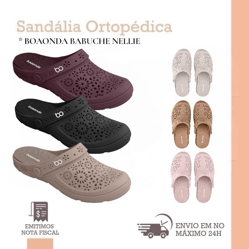 Sapato Babuche Nellie BoaOnda Confortável Anatômico Palmilha Ortopédica Esporão Dor Nos Pés Fasciite