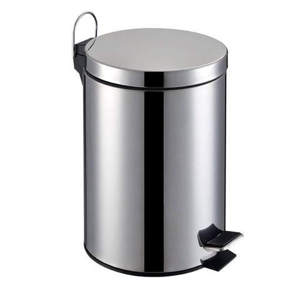 Lixeira de Inox 12 Litros Com Pedal e Cesto Balde Interno Plástico Com Alça Banheiro Cozinha Grande