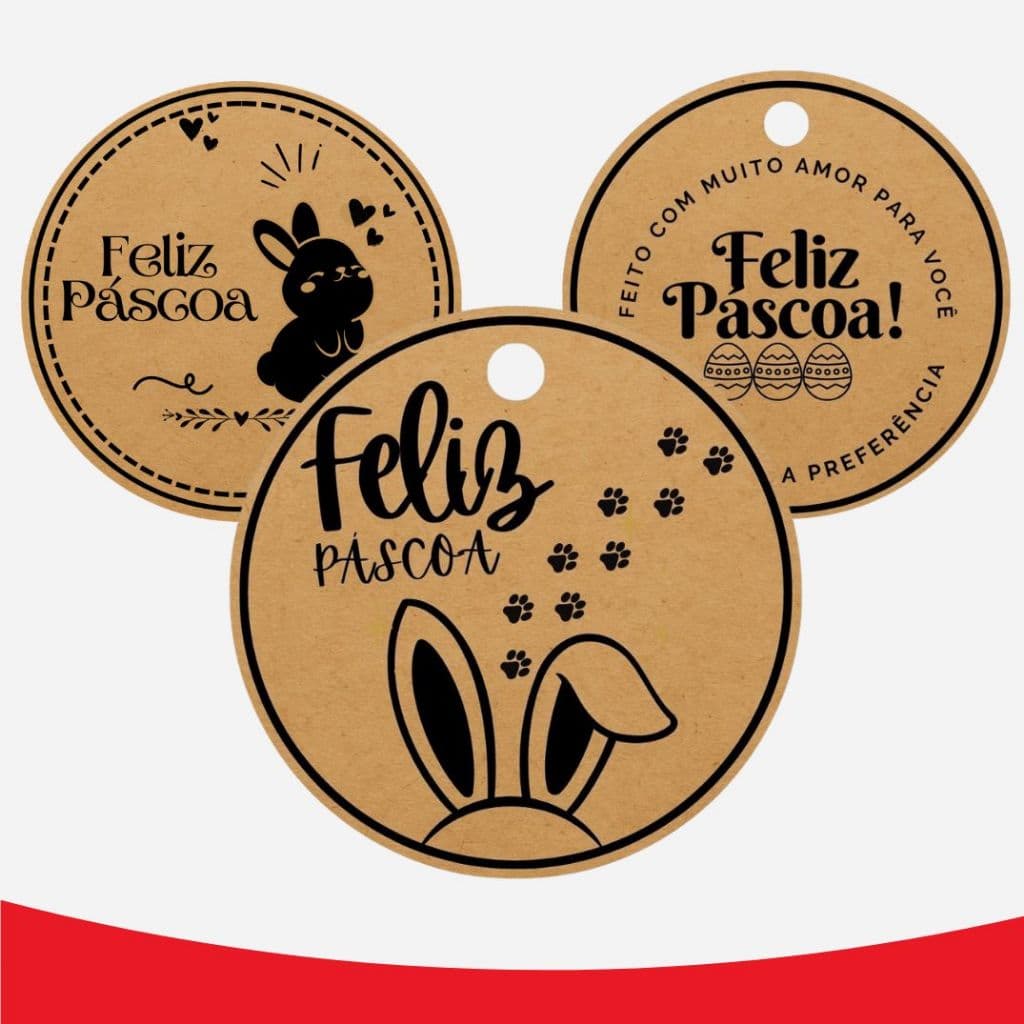 Tags Papel Kraft 4,5x4,5 -  Páscoa C/ 120 UND - Vários Modelos