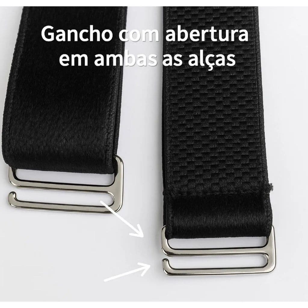 Alça de Sutiã Larga Reforçada Regulável com Metal – Par Ajustável Top Biquíni Lingerie Branco Preto Bege