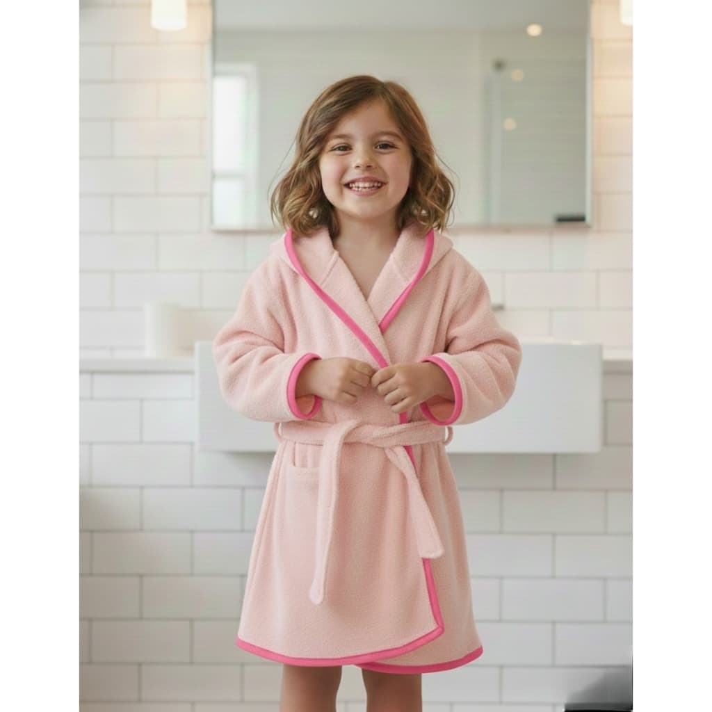 Roupão banho Praia Saída de Piscina Infantil Menina e Menino Poliéster Atoalhado c Capuz Manga Longa