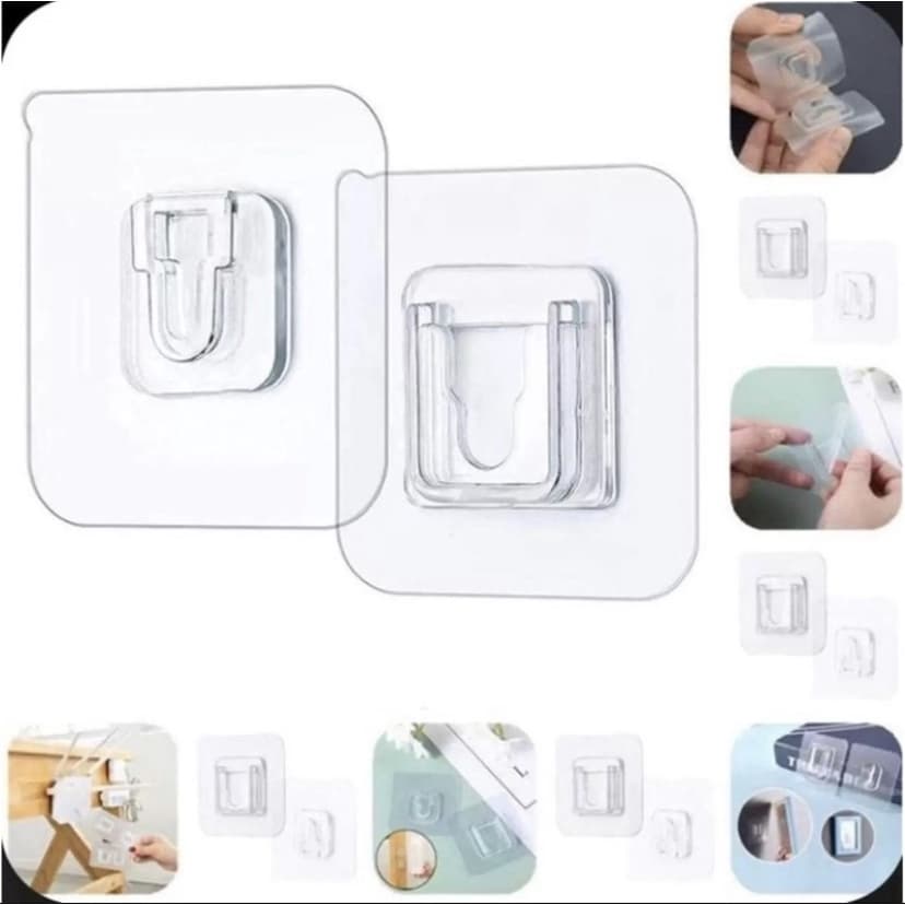 Gancho Adesivo Dupla Face Super Forte Ate 8kg Sem Furos Pregos Para Banheiro E Cozinha