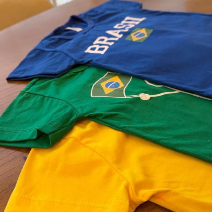 Camiseta Infantil juvenil Brasil Azul Verde Amarela roupa de Torcida Menino e Menina copa