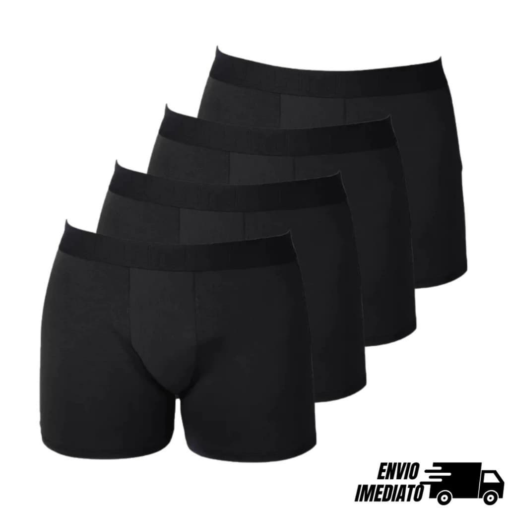 Kit com 5 Cuecas Boxer Microfibra Preta Premium.