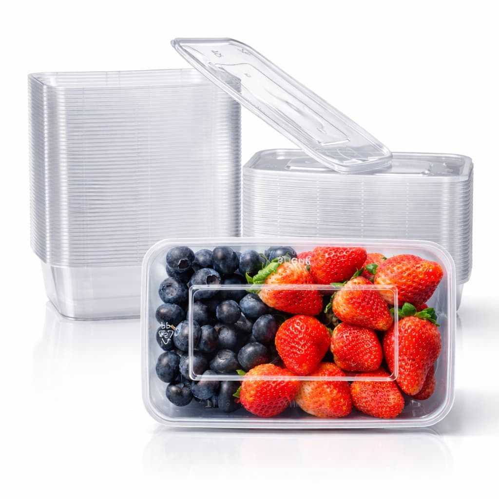 Kit 20 Pote Retangular Plástico Transparente Marmita Fit 500/750ml Microondas Freezer - Loja Oficial