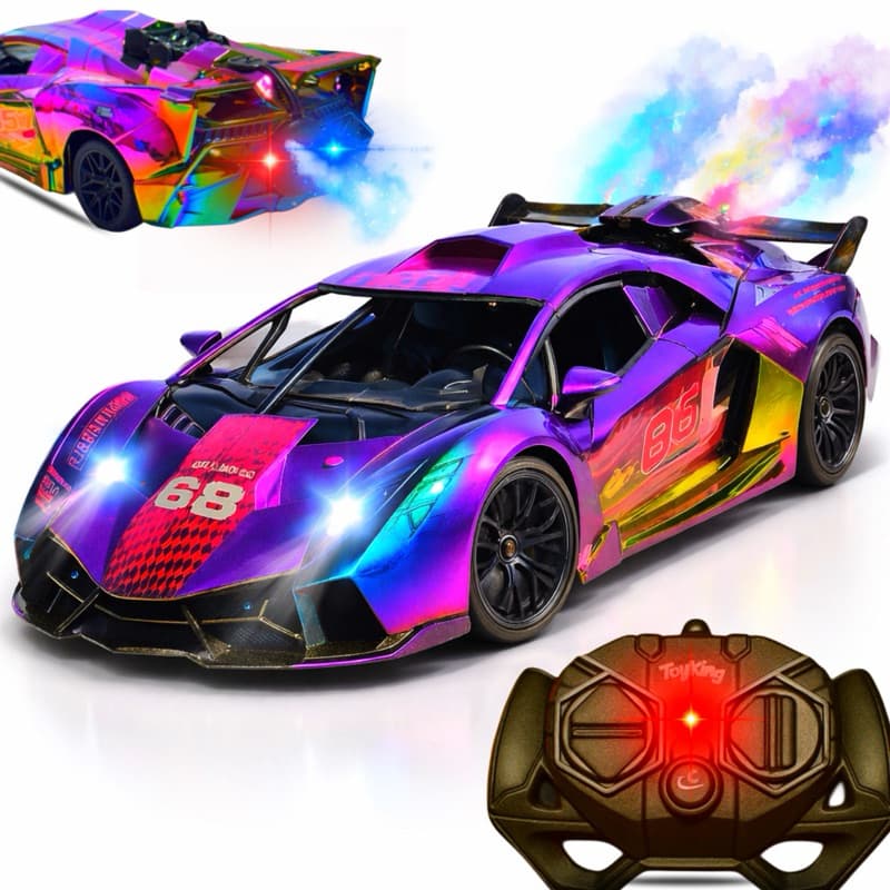 Carrinho Controle Remoto Solta Fumaça Recarregavel Com Luzes Brinquedo Infantil Educativo Menino