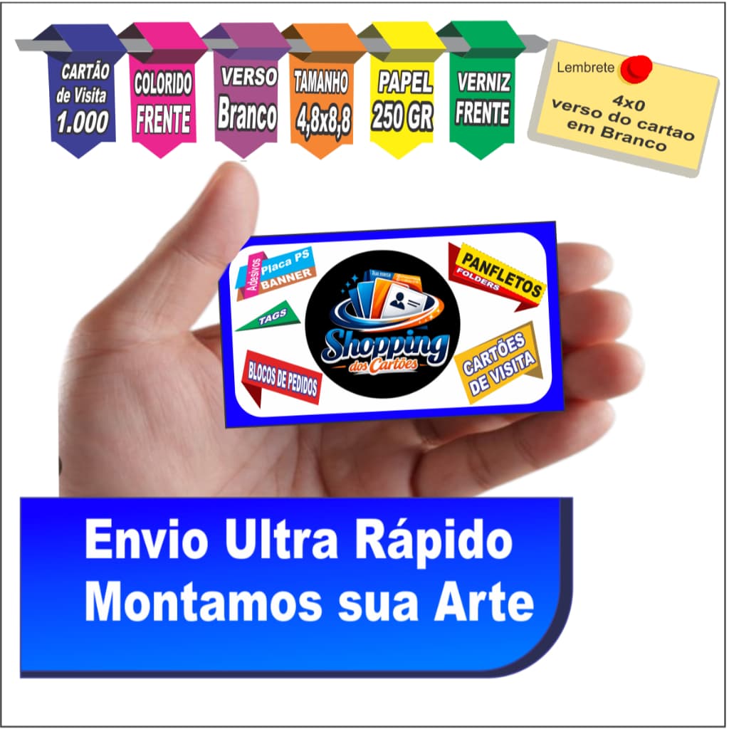 1.000 Cartoes de Visita - Personalizado - Verso em Branco - Elaboramos sua arte