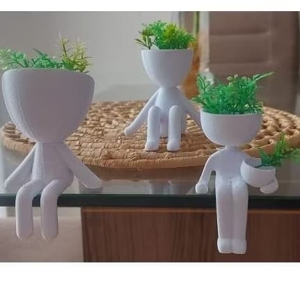 Kit 3 Mini Vasos para Plantas Robert Plant - Suculentas e Cactos Artificiais ou Naturais - Presente Criativo - KIT 01