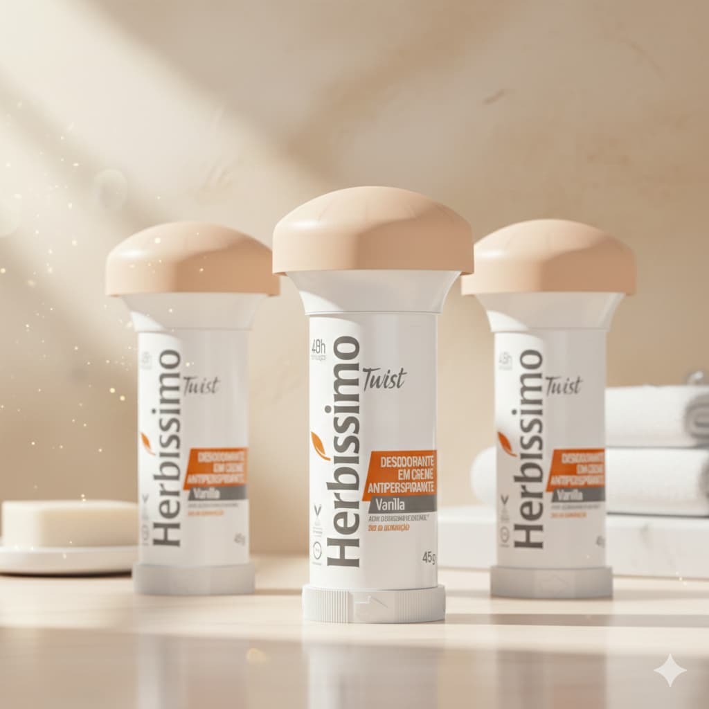 Kit Desodorante Twist Antitranspirante Vanilla Herbissimo 45g (3 unidades)