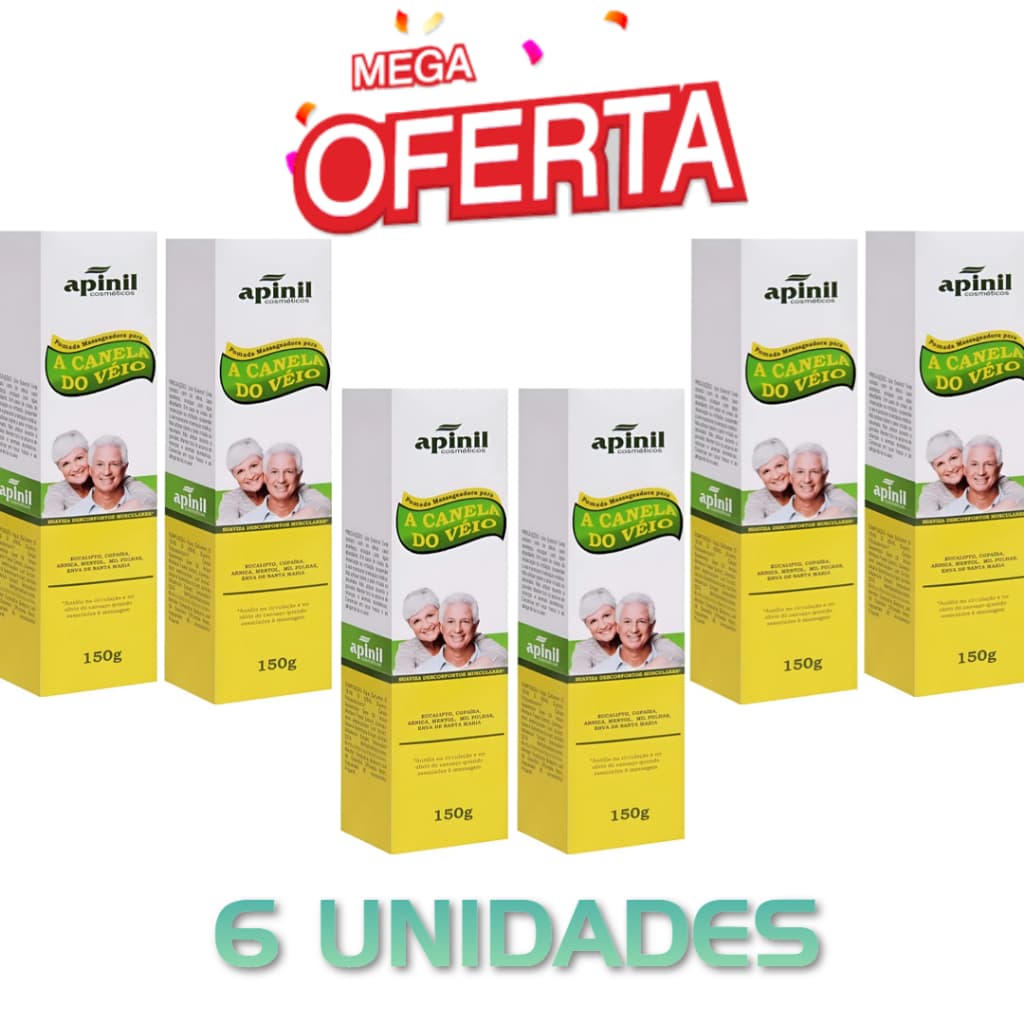 kit 06 Pomadas Massageadora Canela De Véio 150g Apinil