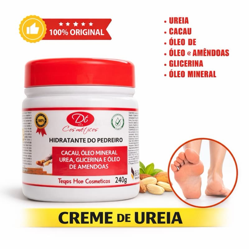 Creme de Pedreiro Para Pé Rachado Pele Ressecada Cotovelo Grosso Mão Aspera Hidrata Amacia 240g 120g 55g 30