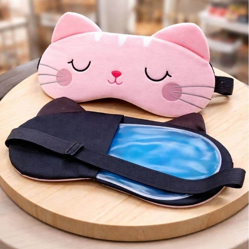 Máscara De Dormir Descanso Tapa Olho de Sono Adulto e Juvenil Com Bolsa Gel Térmica Refrescante Sem Inchaço Olheiras