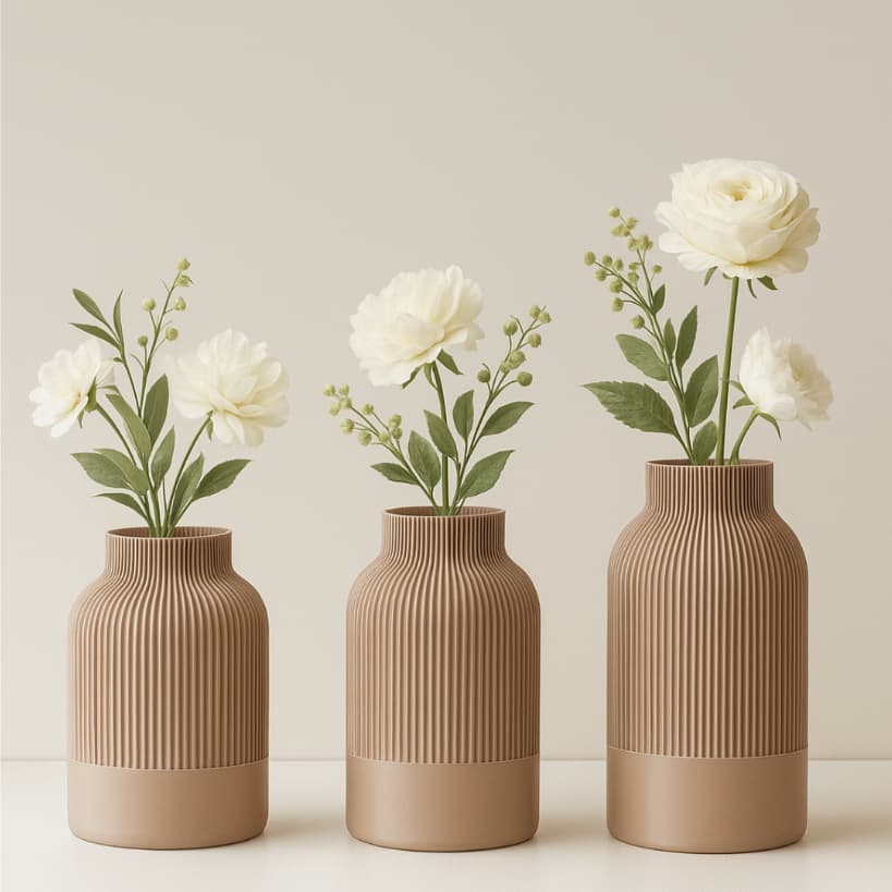 Kit com 3 Vasos Decorativos Cachepot - Impressão 3D.