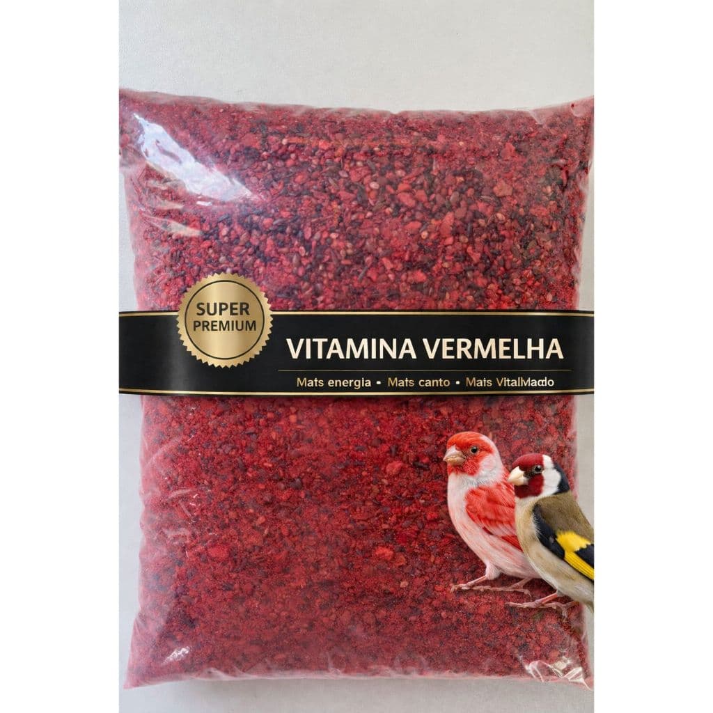 Vitamina Vermelha Canarios Pintassilgos Tarim e demais Aves - Super Premium 1kg