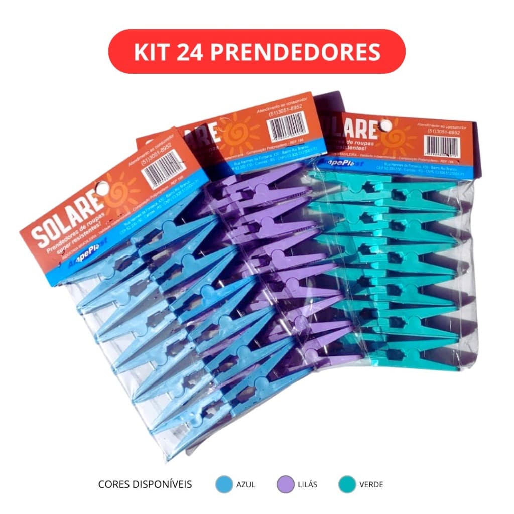 Kit 24 / 48 / 96 / 120 Pregadores Prendedores De Roupa Varal Reforçado Multiuso Cozinha Lavanderia Alta Durabilidade