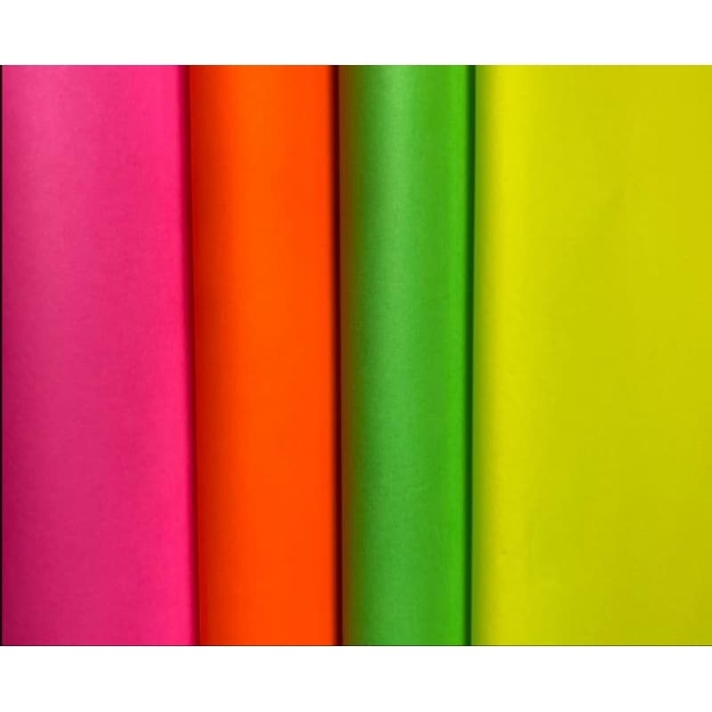 Papel de Seda Fluorescente  Pacote C/ 100 Unidades - ( 2 Opções de Tamanhos) Cores Vivas 25 folhas de cada