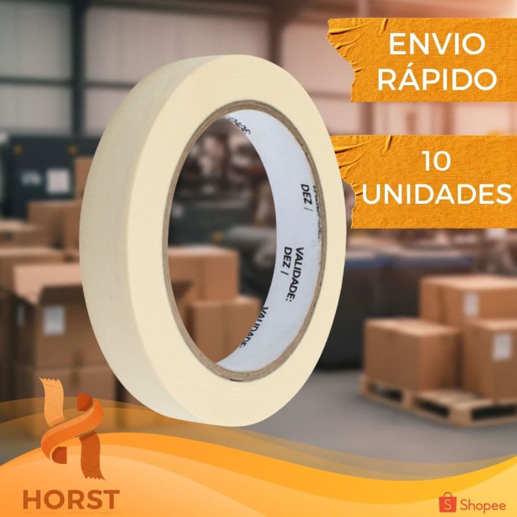 KIT 10 ROLOS DE FITA CREPE BRANCA USO GERAL 18MM X 50 METROS