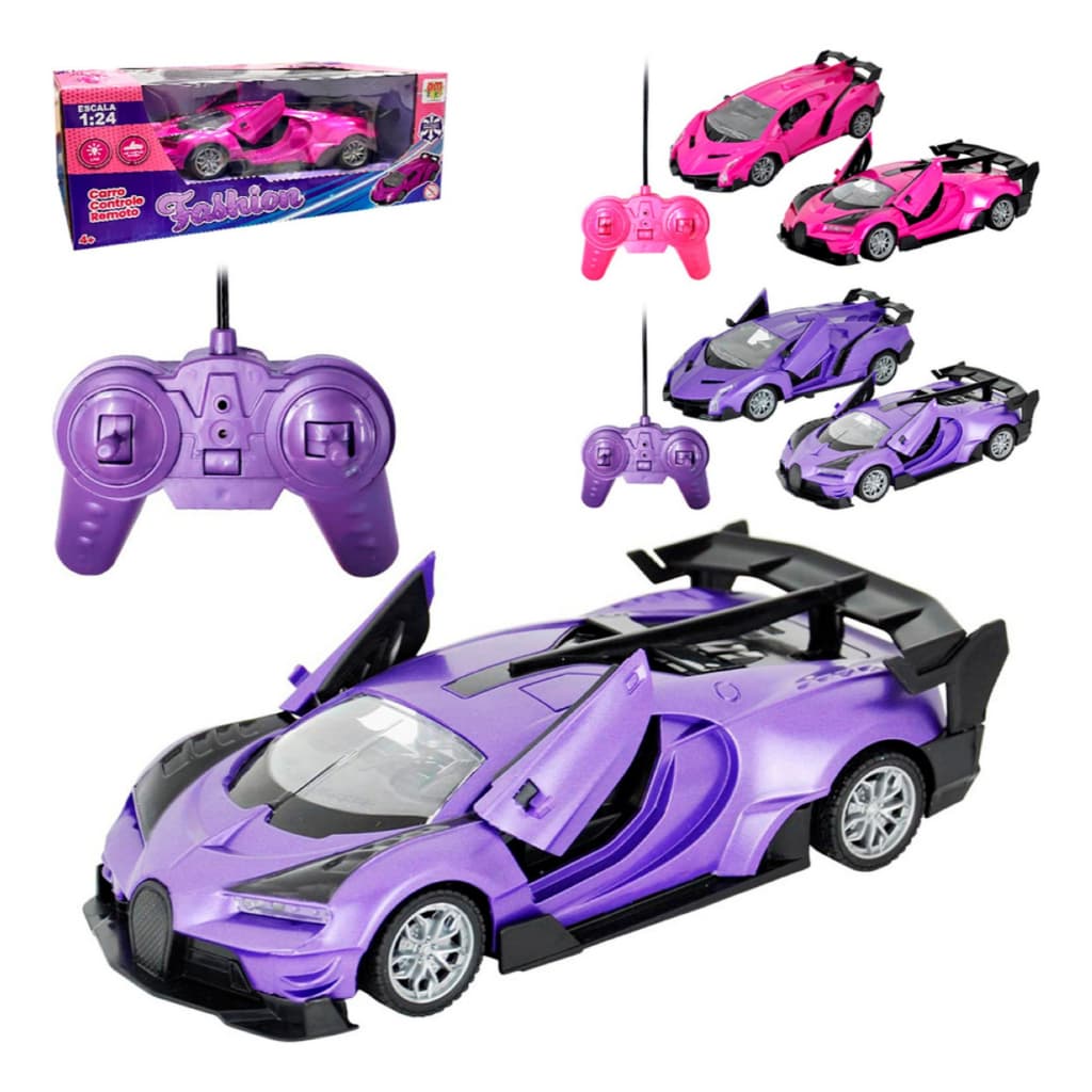 Carro De Controle Remoto Sem Fio Fashion Para Meninas Rosa Roxo - DM Toys