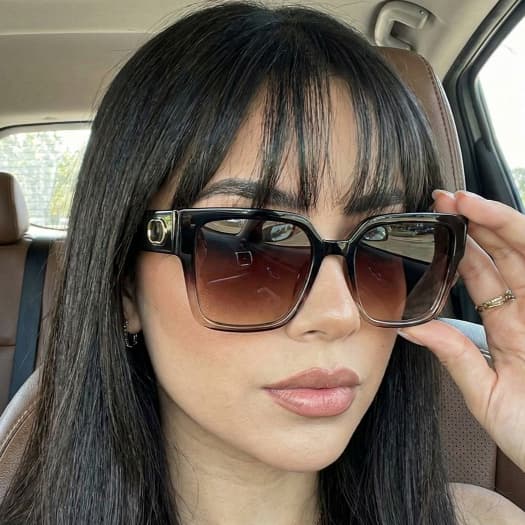 Óculos de Sol Feminino Grande Ilook Charmoso Exclusivo Marrom Proteção UV400