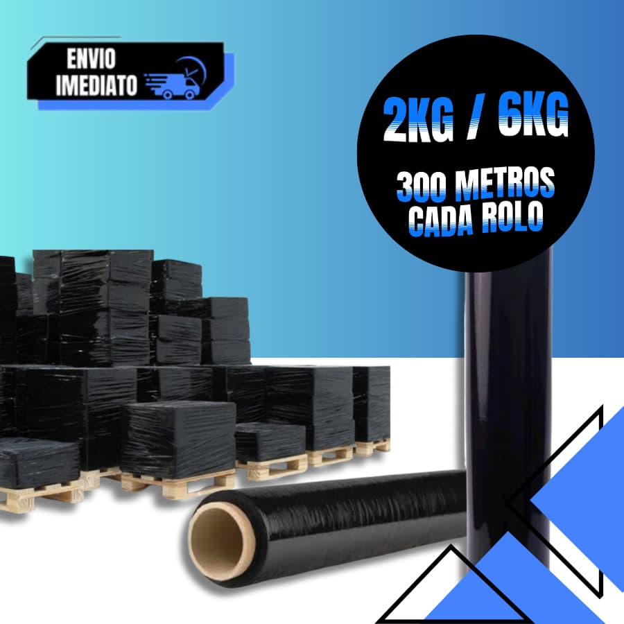 6KG Filme Strech Preto Reforçado 600 mts Por Bobina - Escola Sua Variação
