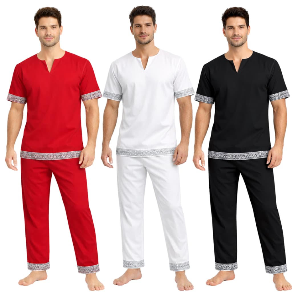 Conjunto Masculino Umbanda e Candomblé Gripper Luxo Prata do P ao EGG
