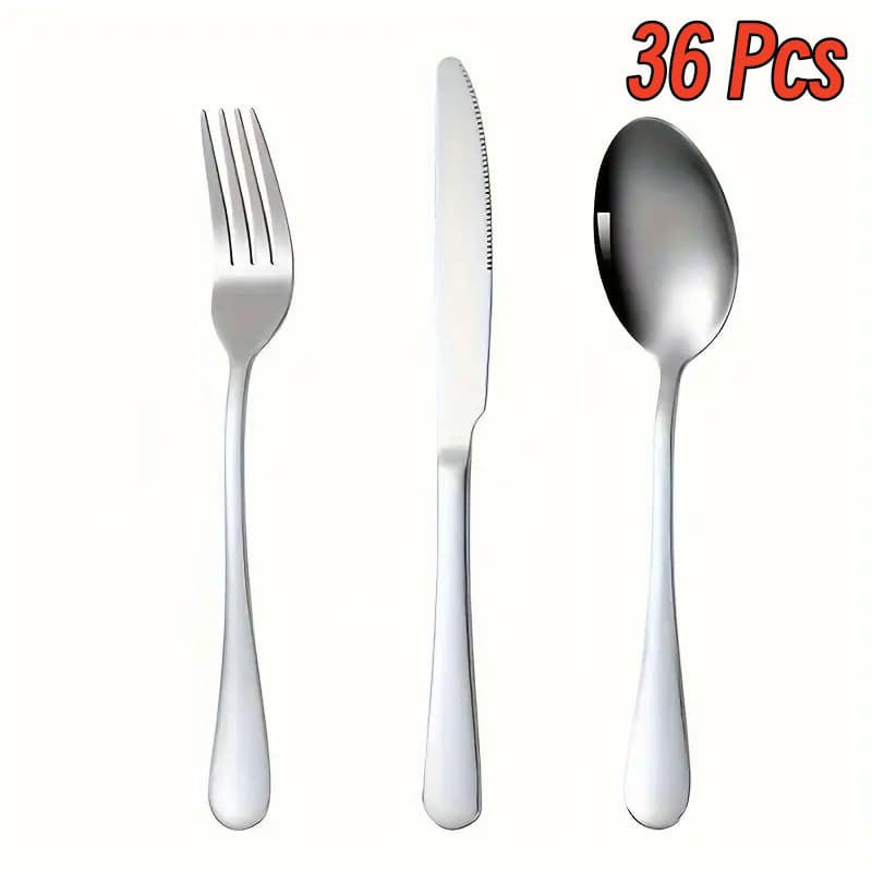 36 Peças Talheres De Aço Inox Garfo Cozinha Promoção