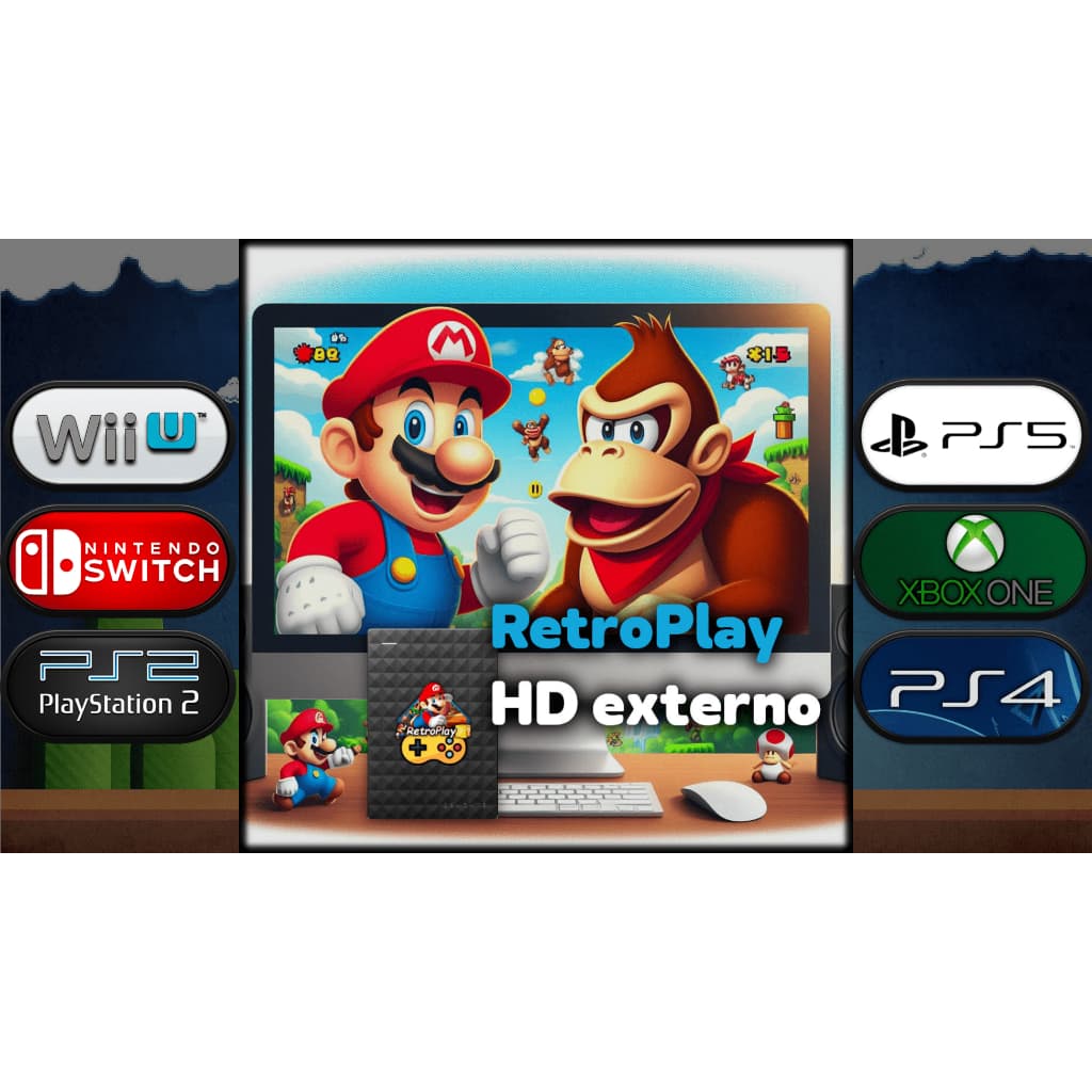 Hd Externo 500gb RetroPlay PC Jogos de Ps2, Ps3, Ps4, Ps5, Xbox One,Xbox 360 v2