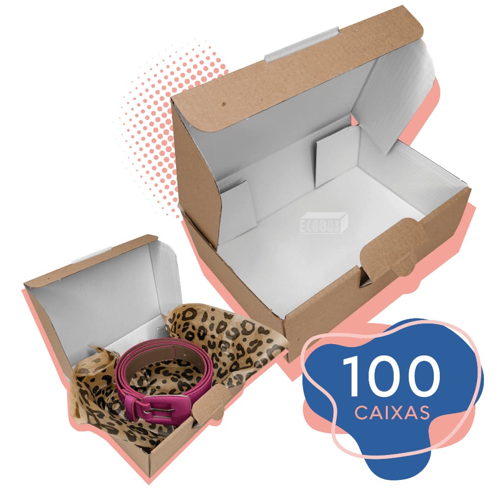 Kit 100, 50 ou 20 Caixas de Papelão Kraft Branco 16x11x5cm Para Envios E-Commerce Bijuterias Cosméticos